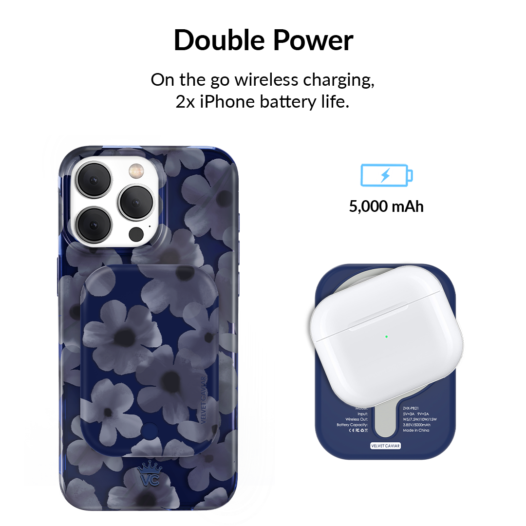 Midnight Blossom Portable MagSafe Charger Power Pack