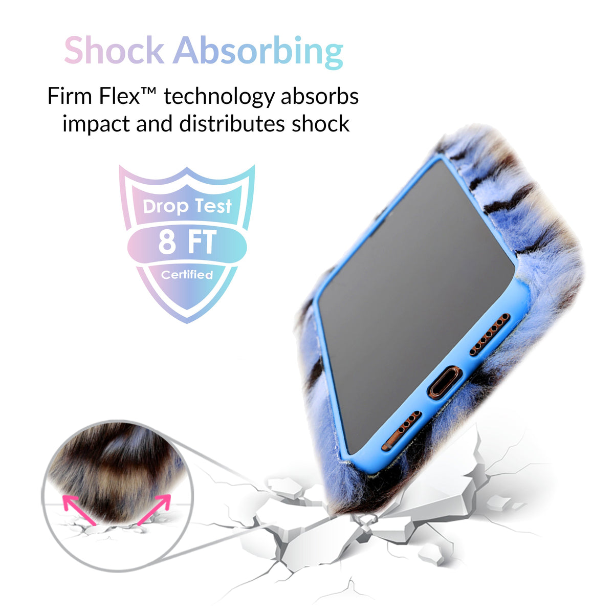 Blue Leopard Faux Fur iPhone Case