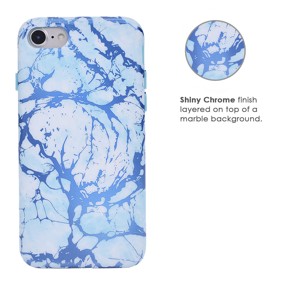 Ocean Blue Chrome Marble iPhone Case