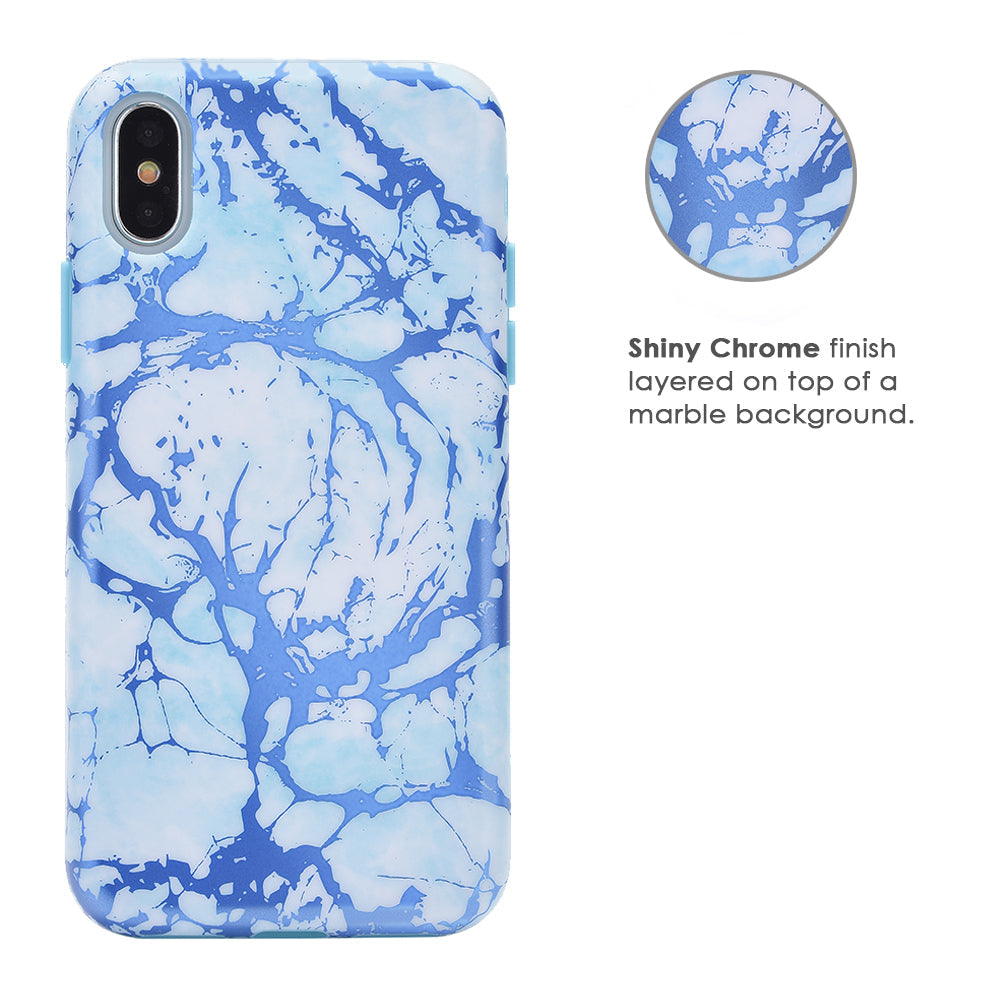 Ocean Blue Chrome Marble iPhone Case