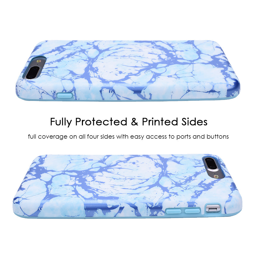 Ocean Blue Chrome Marble iPhone Case