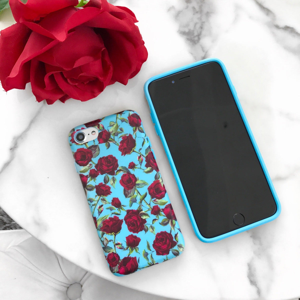 Blue Roses Floral iPhone Case