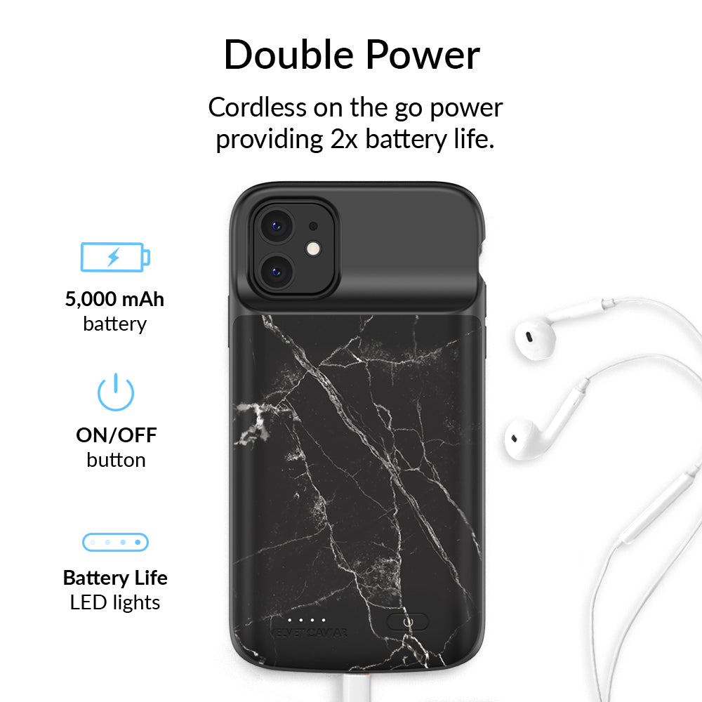 Black Marble iPhone Charging Case