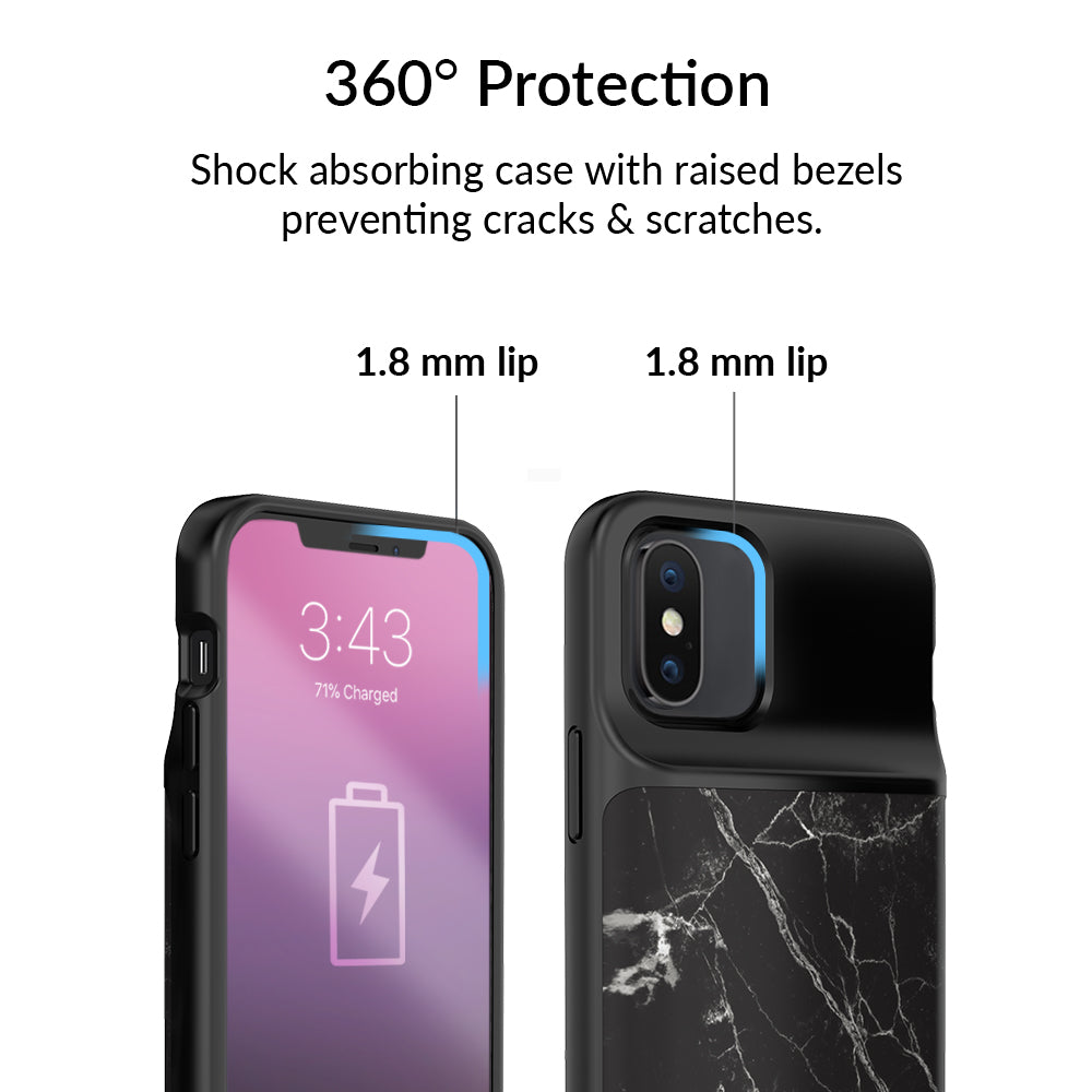 Black Marble iPhone Charging Case