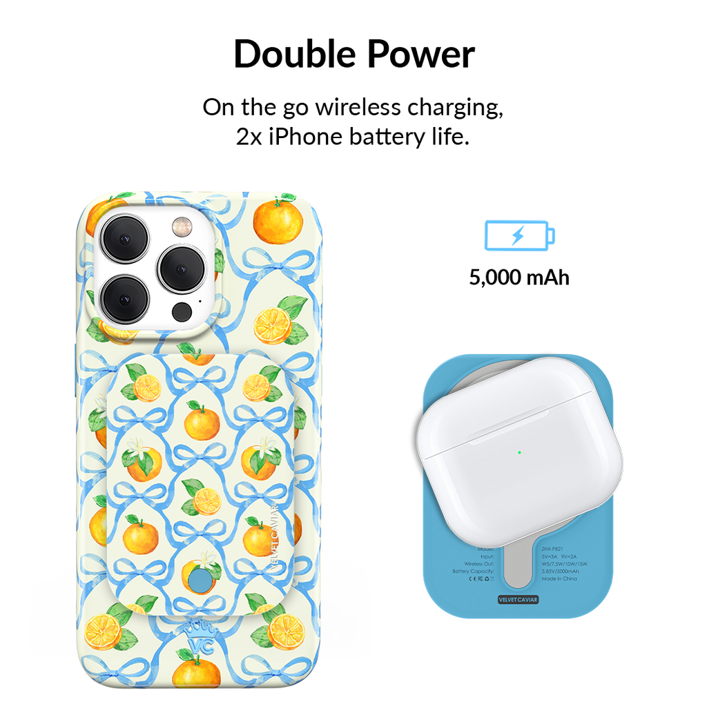 Orange Blossom Portable MagSafe Charger Power Pack
