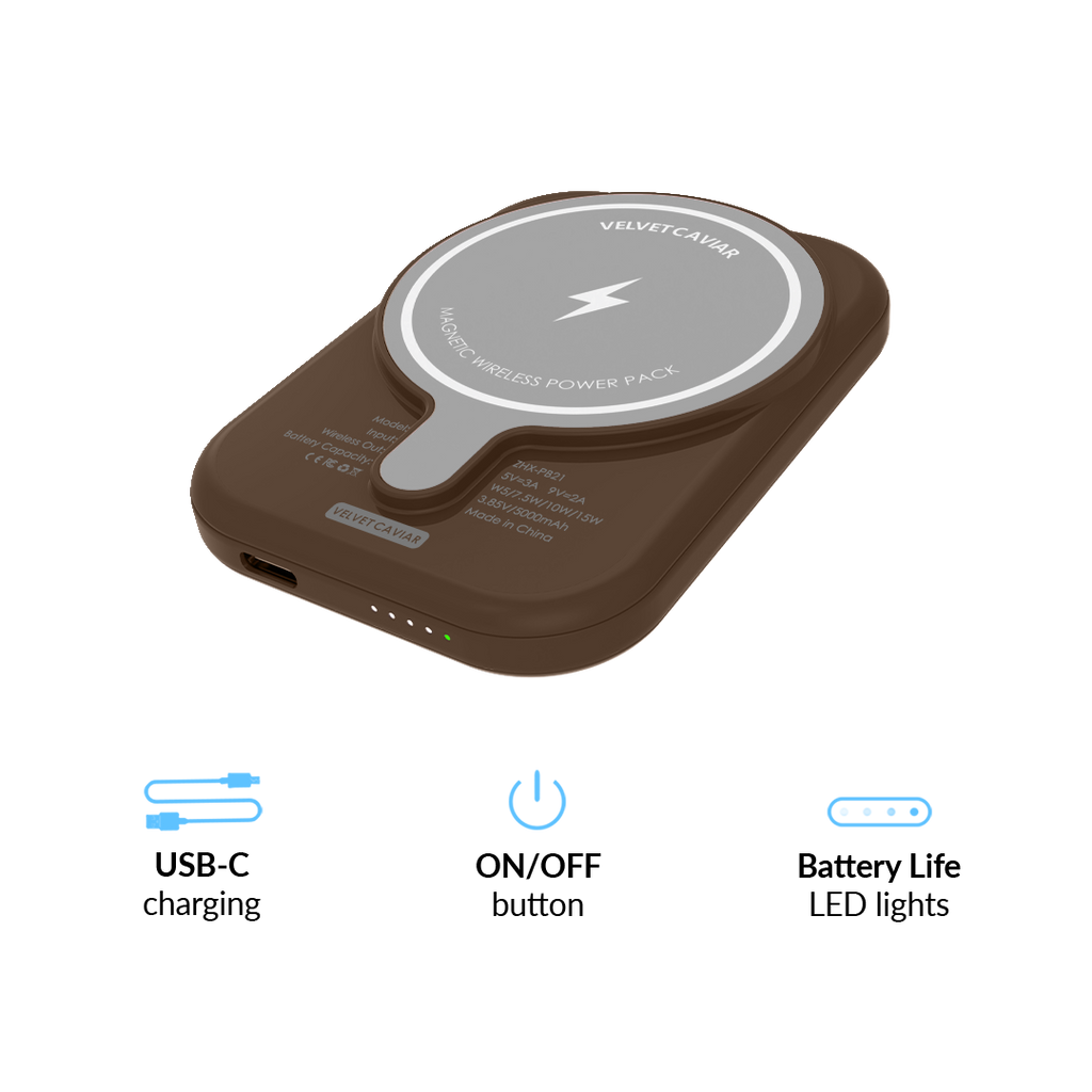 Espresso Brown Portable MagSafe Charger Power Pack