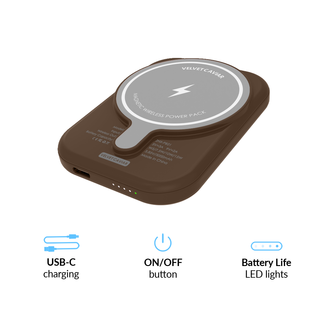 Espresso Brown Portable MagSafe Charger Power Pack