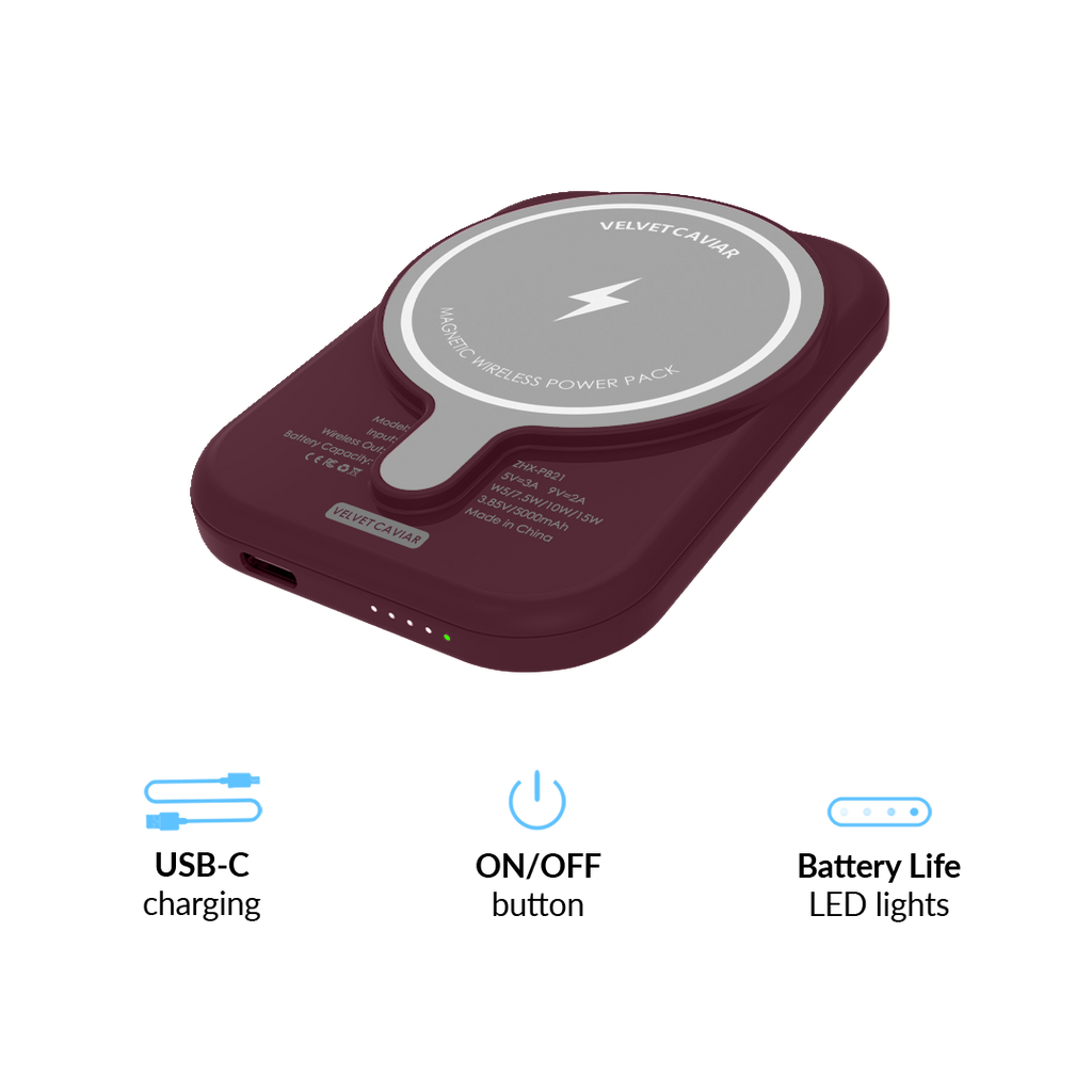 Burgundy Vibe Checker Portable MagSafe Charger Power Pack
