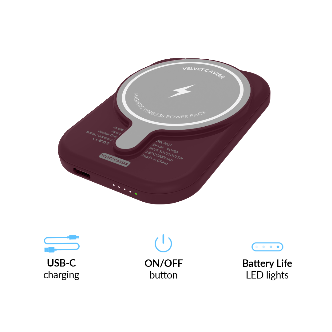 Burgundy Vibe Checker Portable MagSafe Charger Power Pack