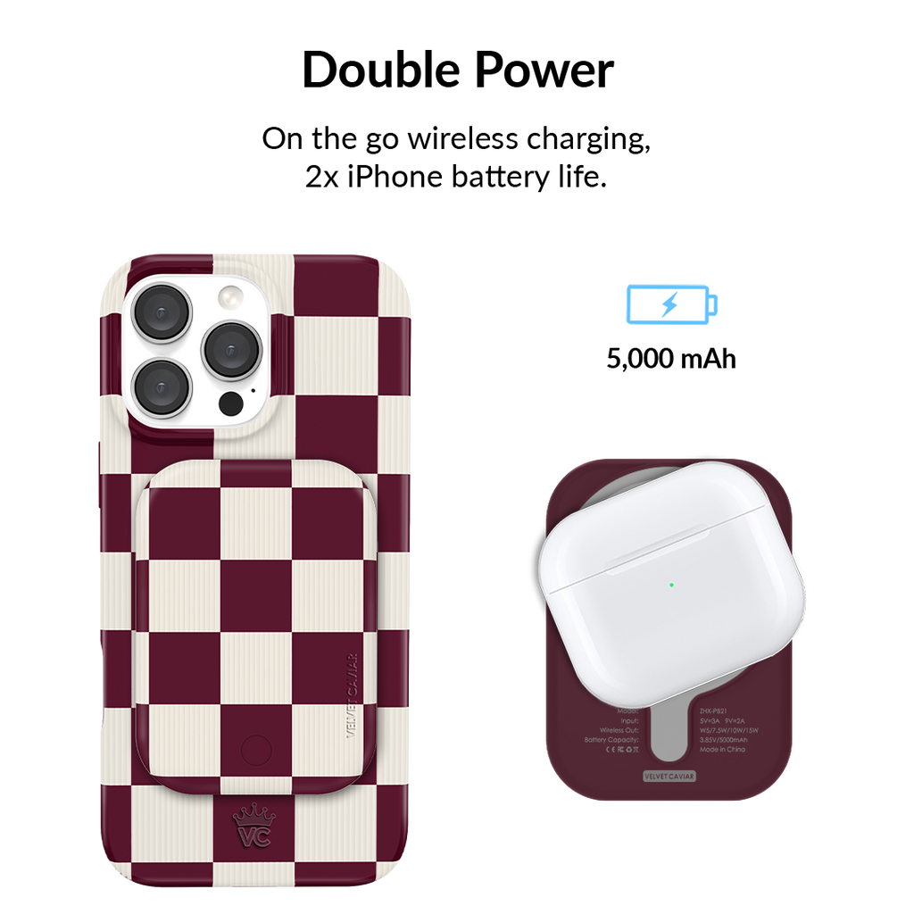 Burgundy Vibe Checker Portable MagSafe Charger Power Pack