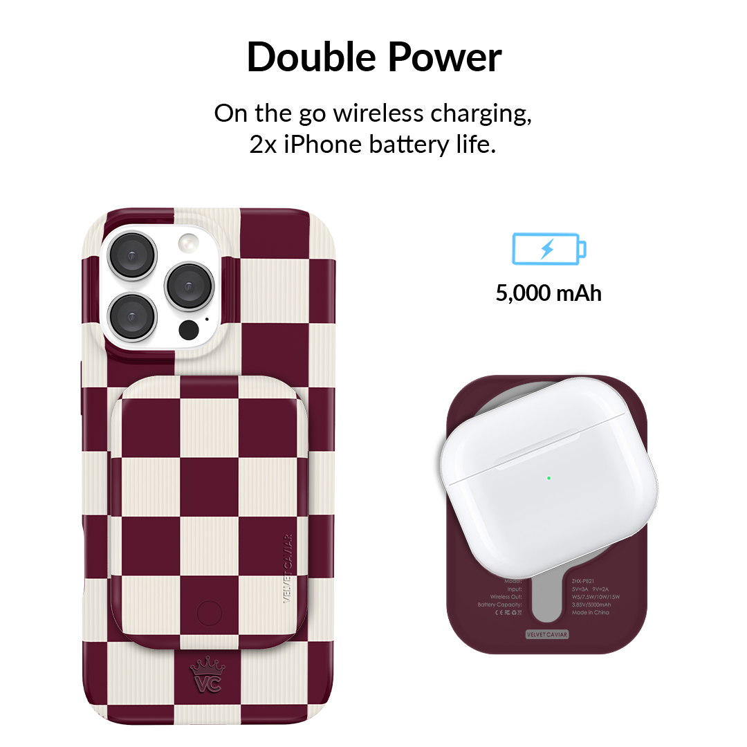 Burgundy Vibe Checker Portable MagSafe Charger Power Pack