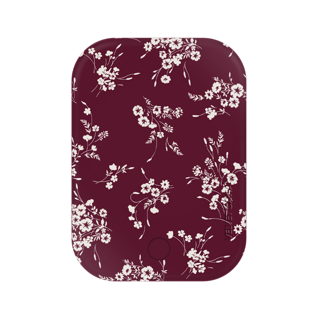 French Burgundy Floral Portable MagSafe Charger Power Pack