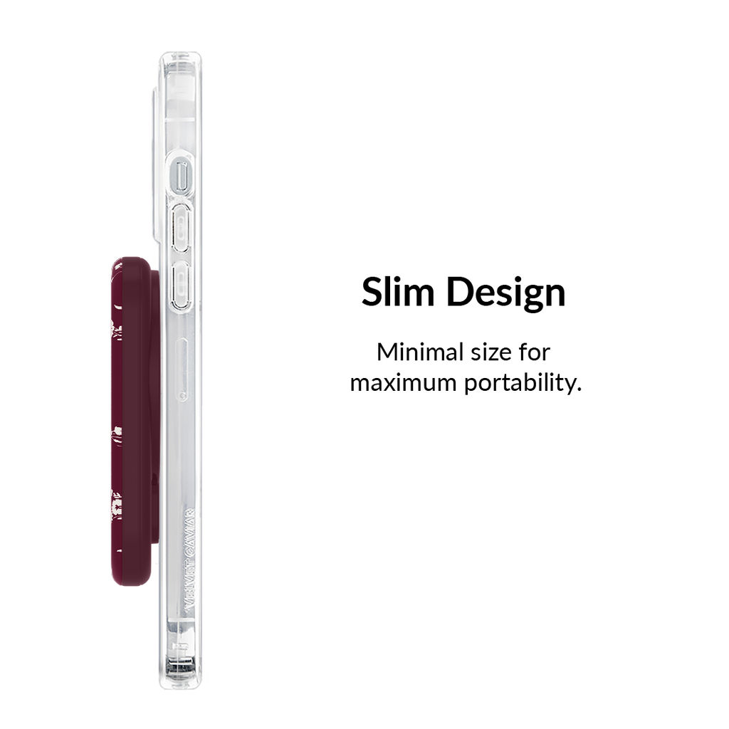 French Burgundy Floral Portable MagSafe Charger Power Pack