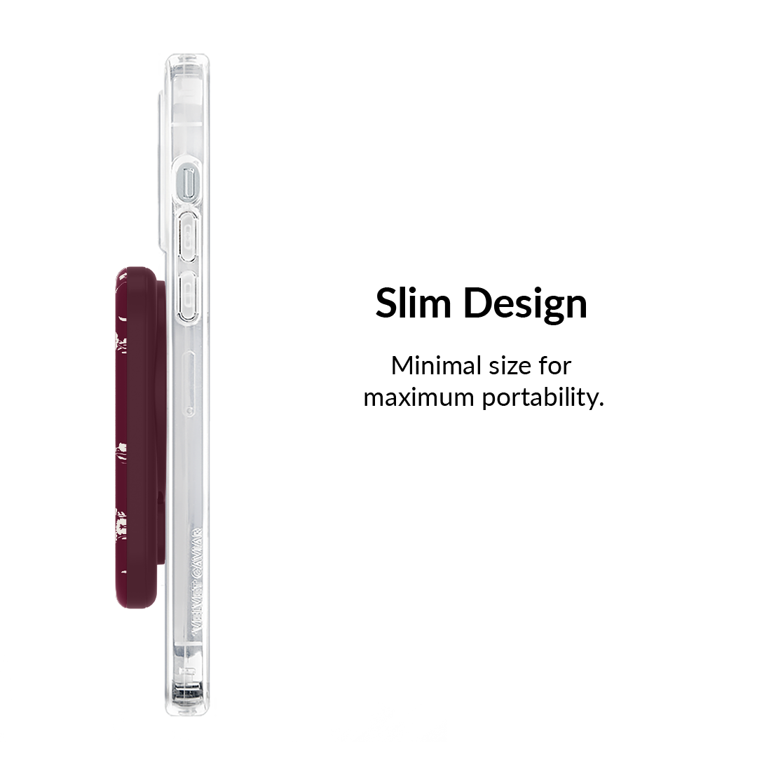French Burgundy Floral Portable MagSafe Charger Power Pack