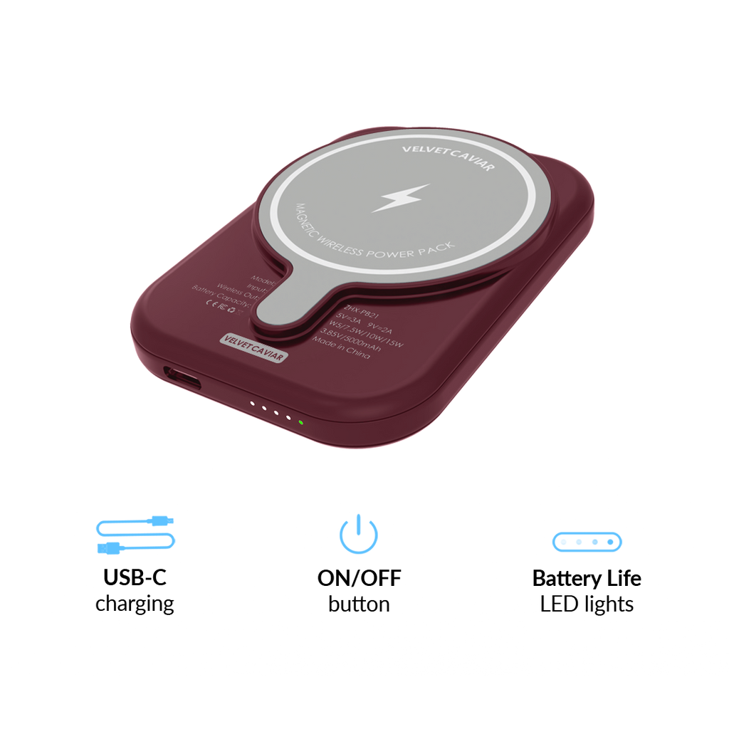 Burgundy 1990 Portable MagSafe Charger Power Pack