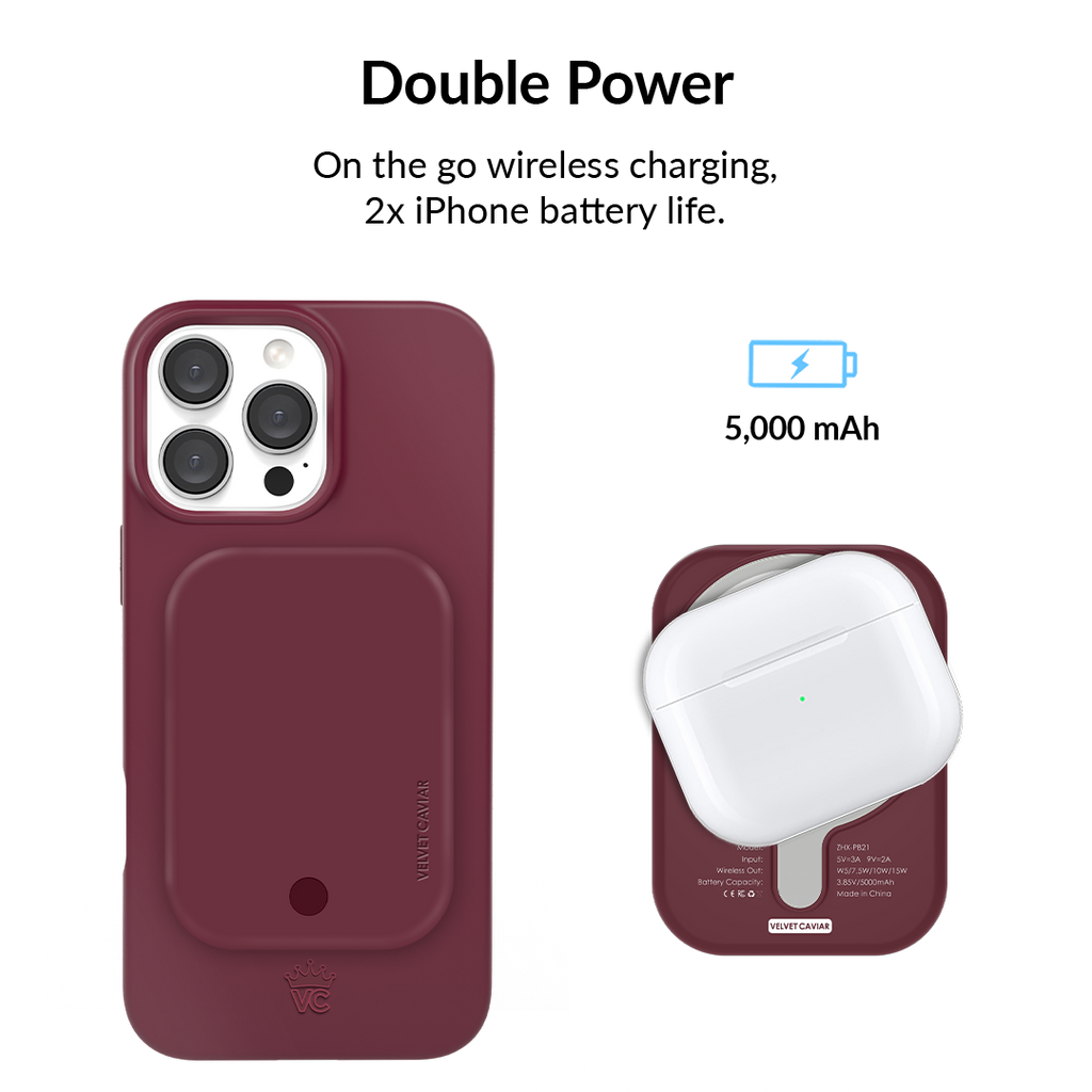 Burgundy 1990 Portable MagSafe Charger Power Pack