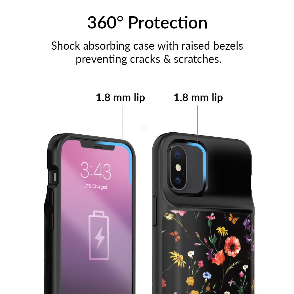 Black Wildflower iPhone Charging Case