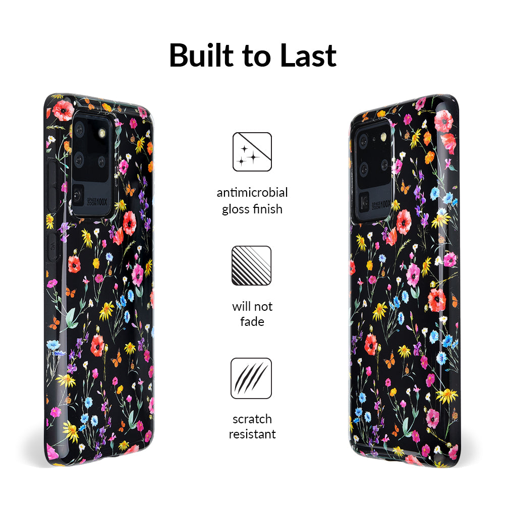 Black Wildflower Samsung Case