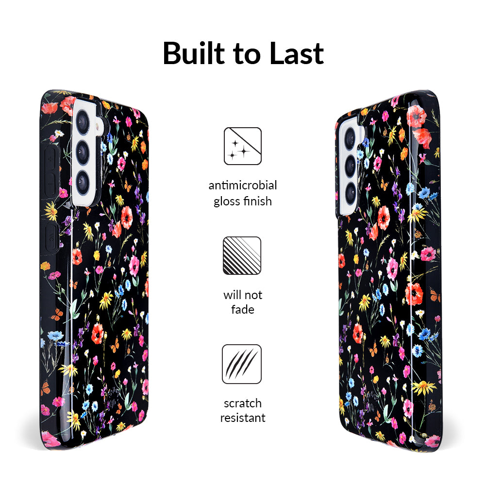 Black Wildflower Samsung Case