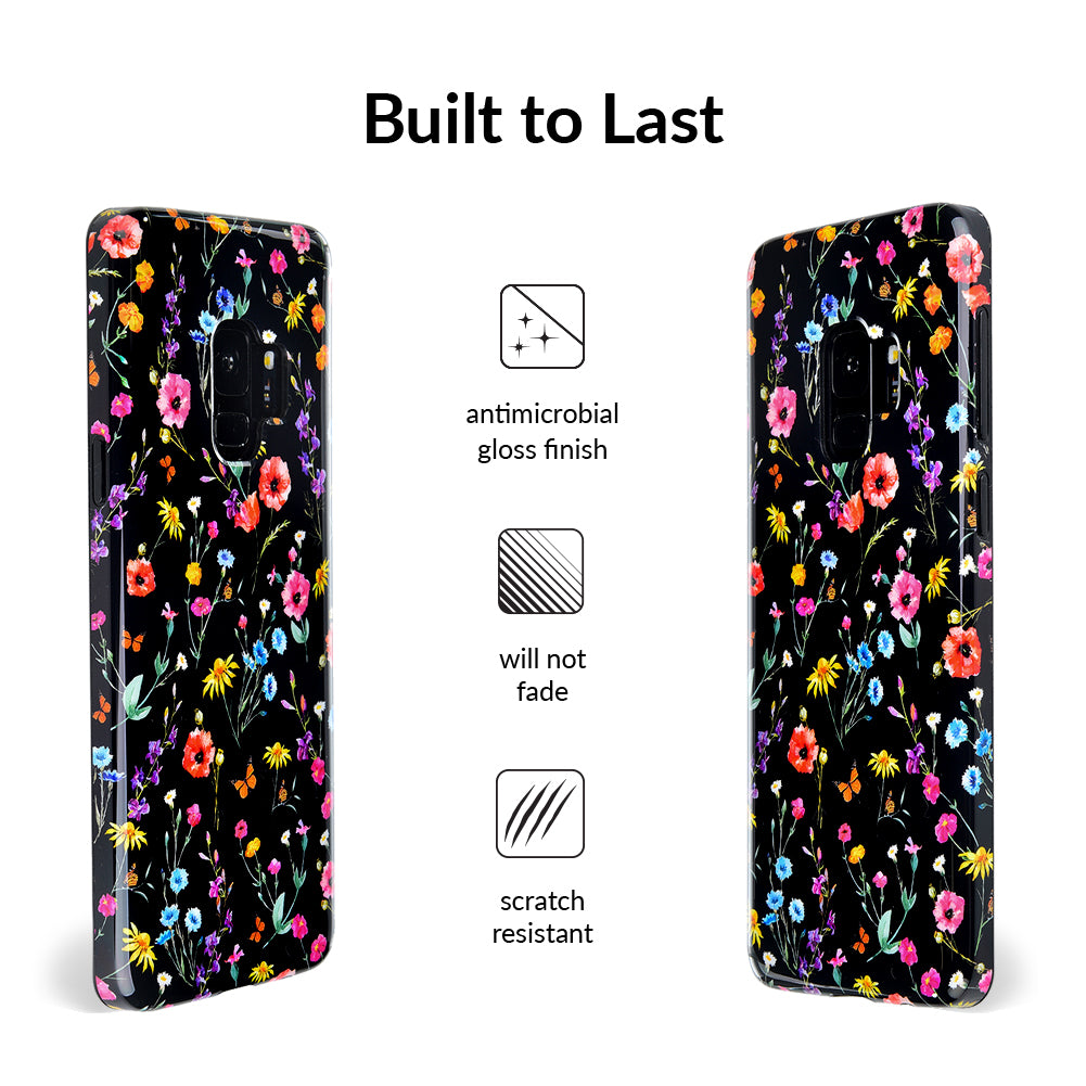Black Wildflower Samsung Case