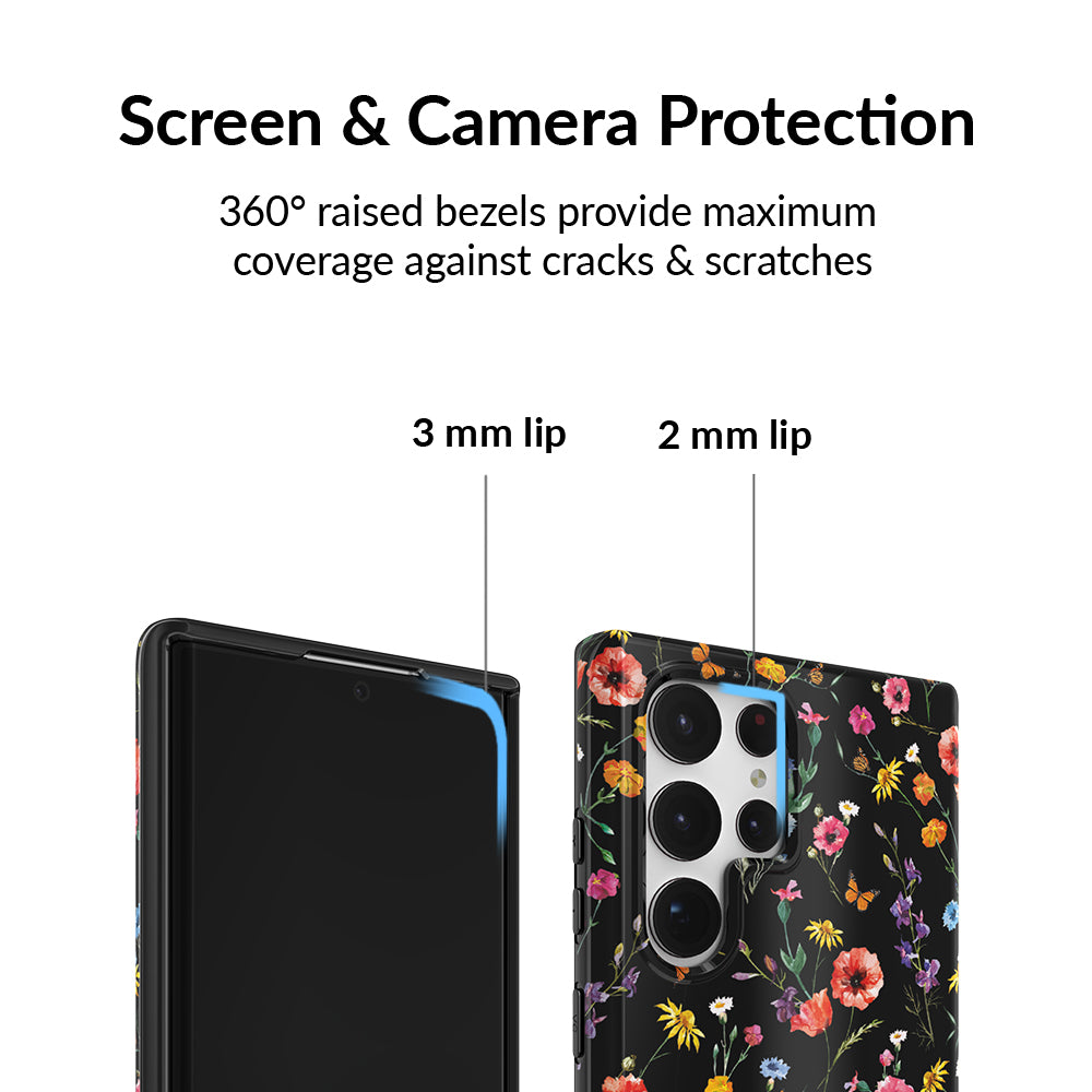 Black Wildflower Samsung Case