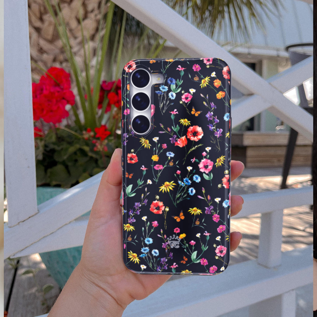 Black Wildflower Samsung Case