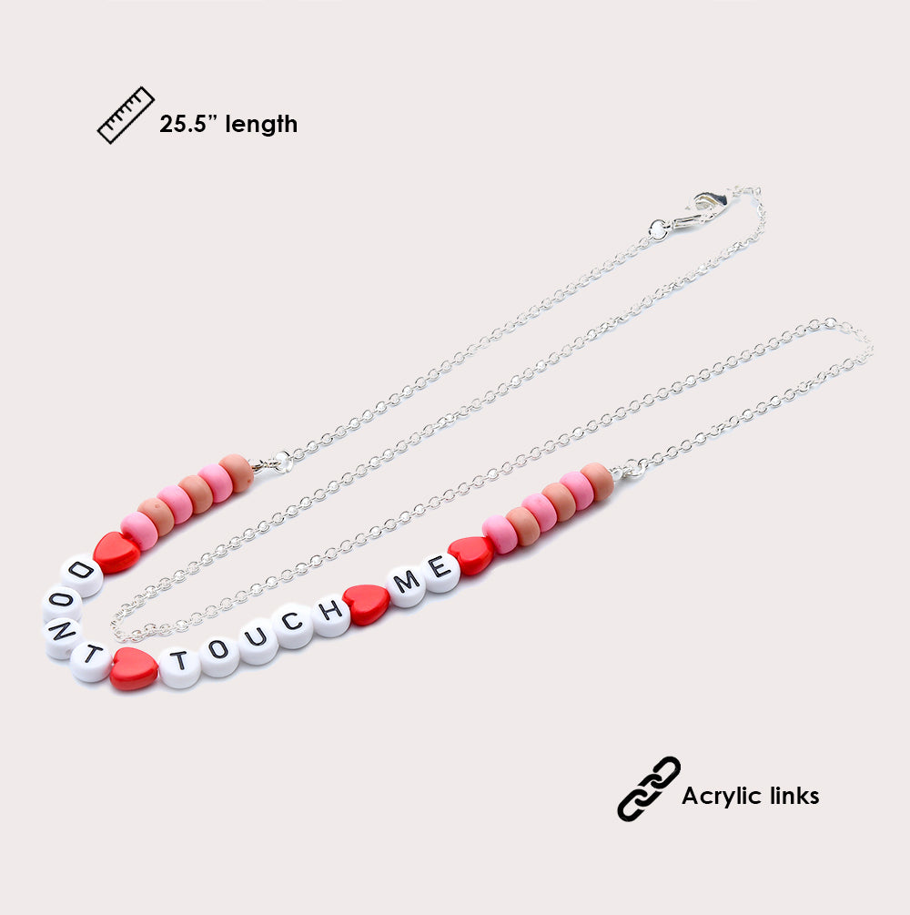 Mask Chain Necklace - 3mm Dont Touch Me Beads in Silver