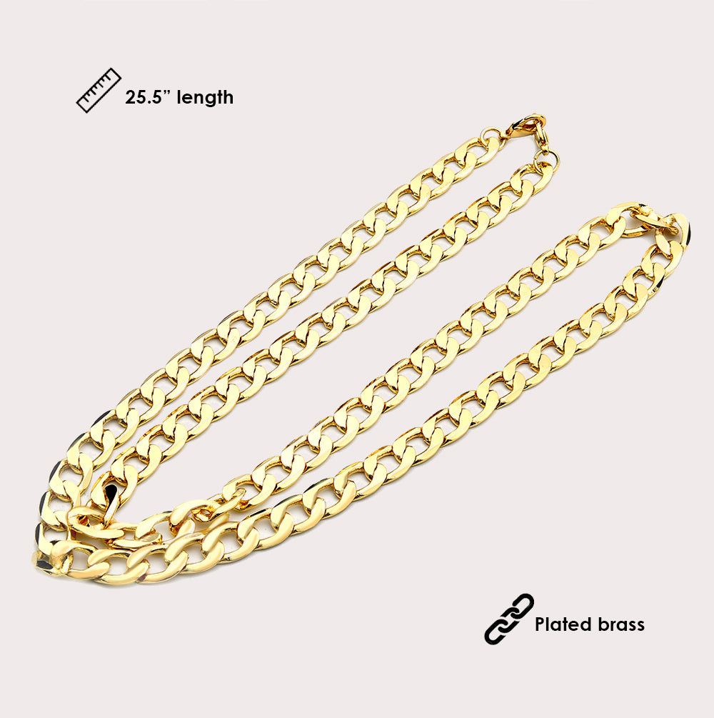 Mask Chain Necklace - 12mm Curb in Gold