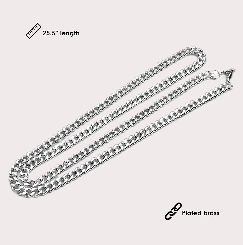 Mask Chain Necklace - 5mm Curb in Silver