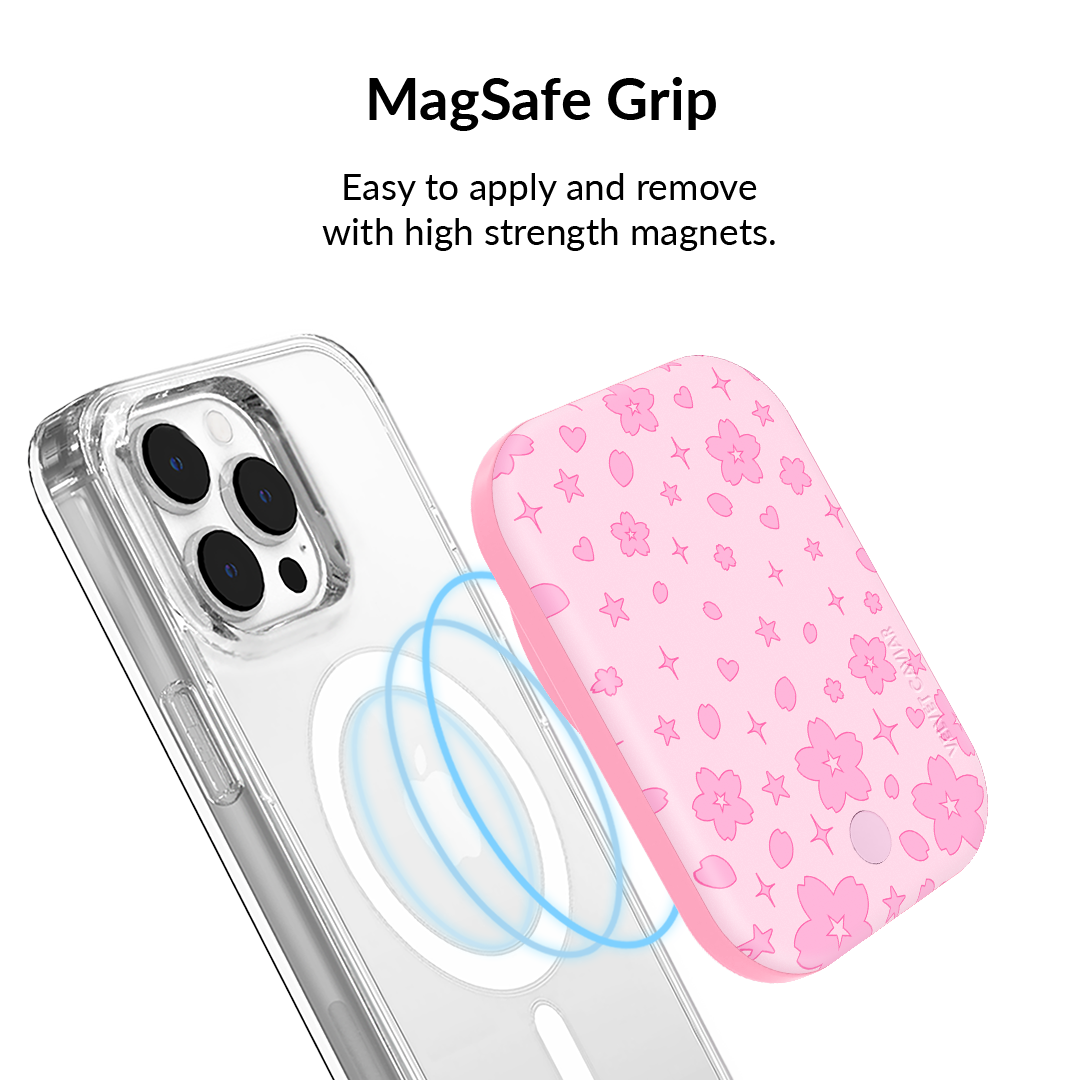 Pink Cherry Blossom Portable MagSafe Charger Power Pack