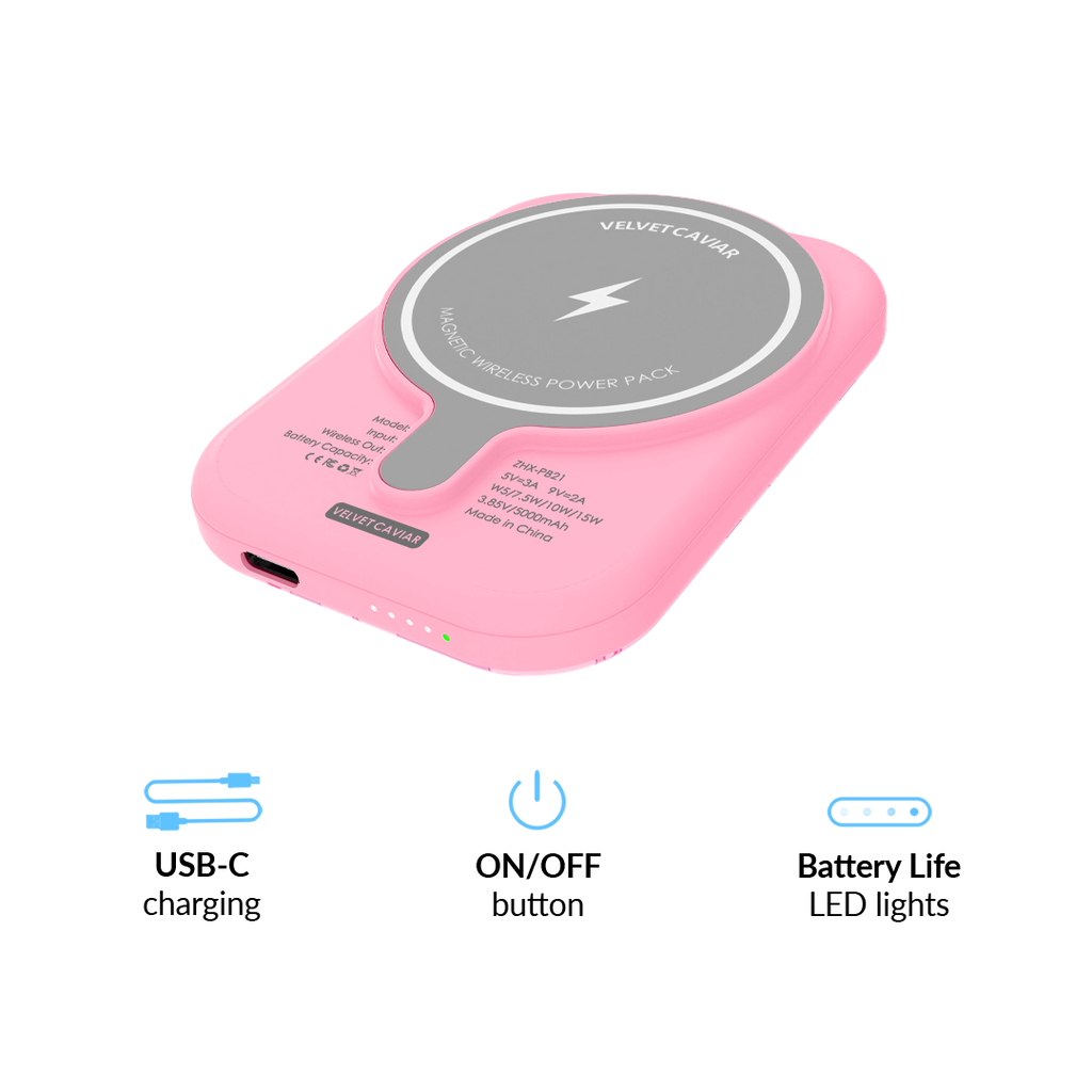 Pink Cherry Blossom Portable MagSafe Charger Power Pack