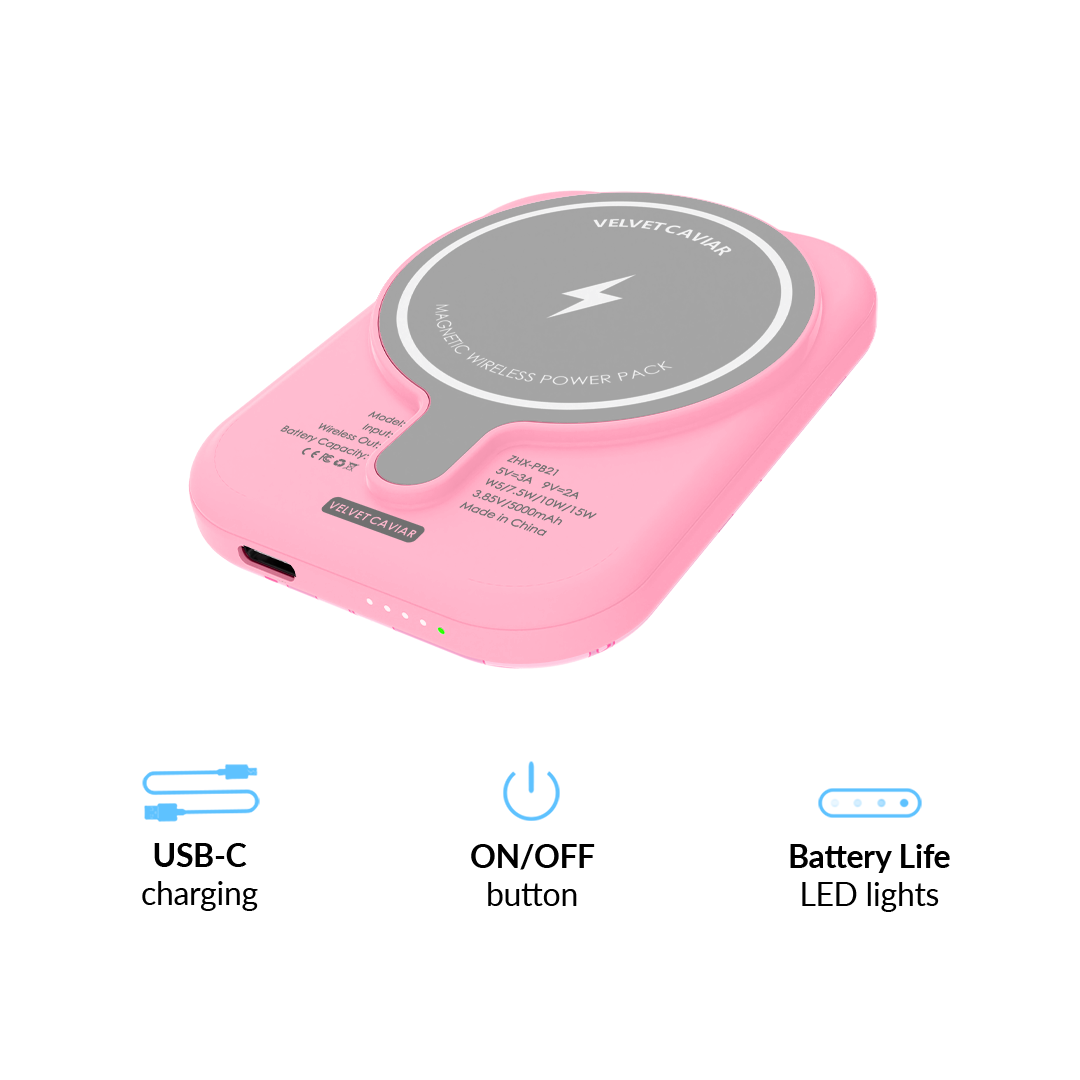 Pink Cherry Blossom Portable MagSafe Charger Power Pack