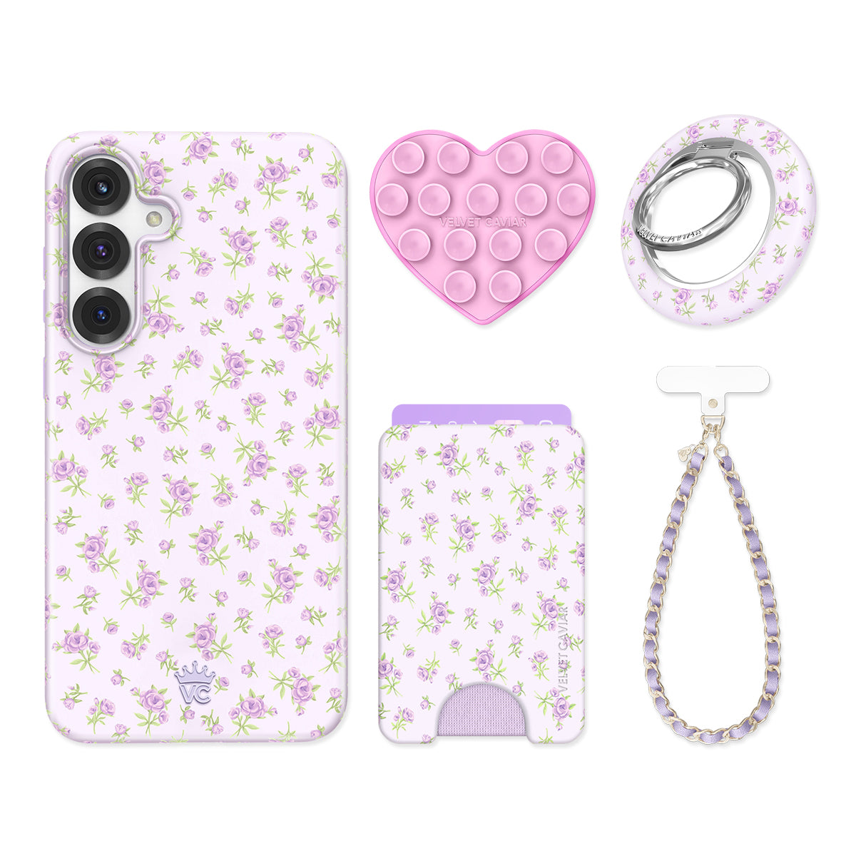 Dainty Lilac Floral Samsung Bundle Set