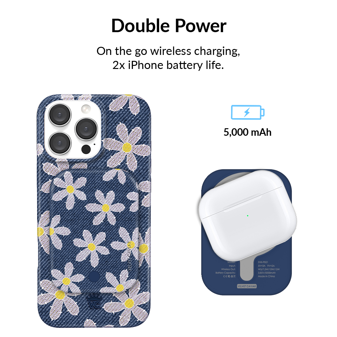 Denim Daisy Portable MagSafe Charger Power Pack