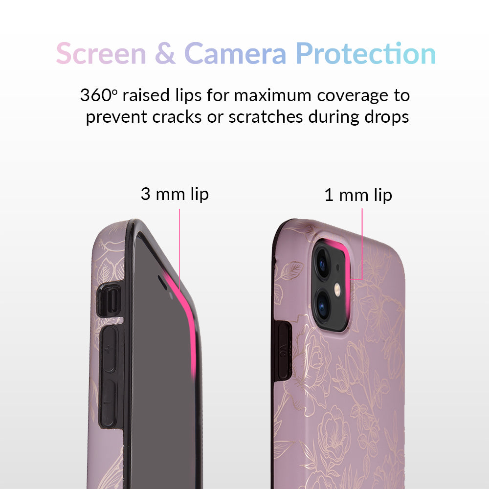 Dusty Rose Chrome Floral iPhone Case