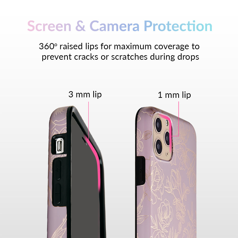 Dusty Rose Chrome Floral iPhone Case