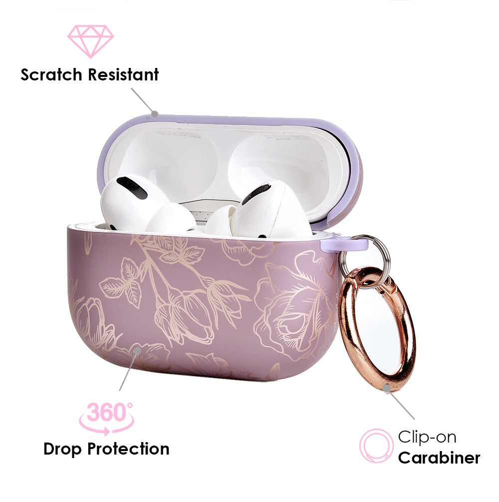 Dusty Rose Chrome Floral AirPods Case