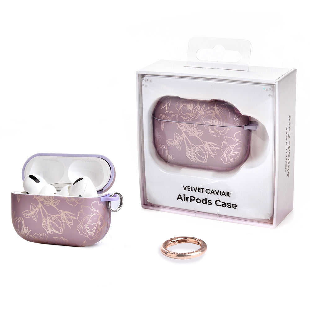 Dusty Rose Chrome Floral AirPods Case