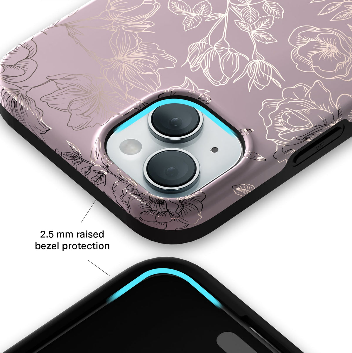 Dusty Rose Chrome Floral iPhone Case