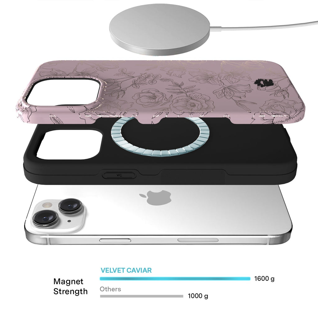 Dusty Rose Chrome Floral iPhone Case