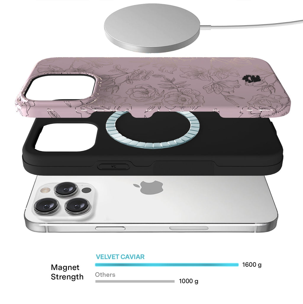 Dusty Rose Chrome Floral iPhone Case