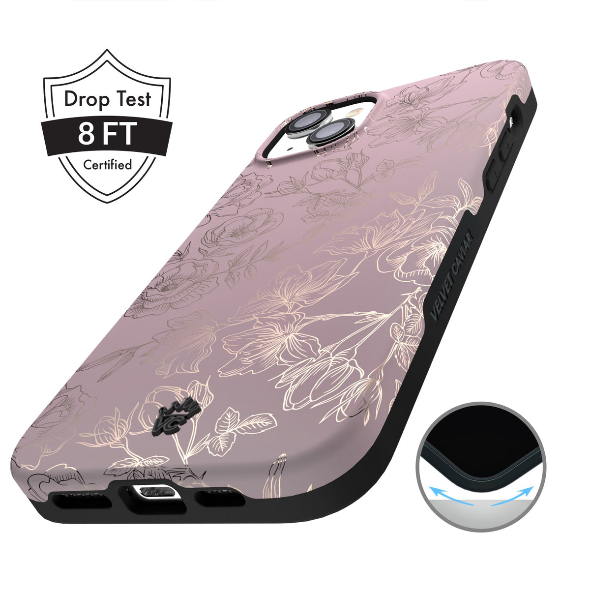 Dusty Rose Chrome Floral iPhone Case