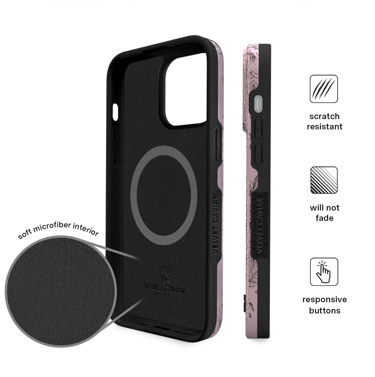 Dusty Rose Chrome Floral iPhone Case