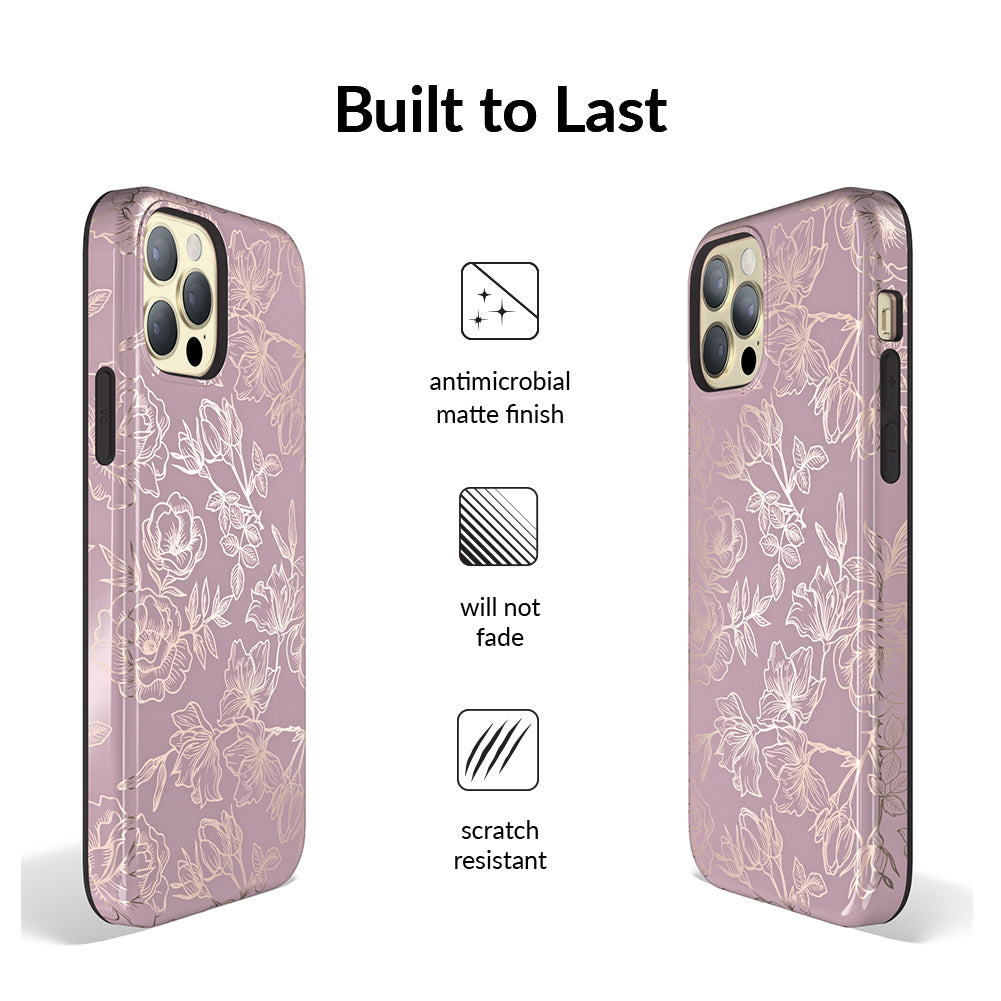 Dusty Rose Chrome Floral iPhone Case