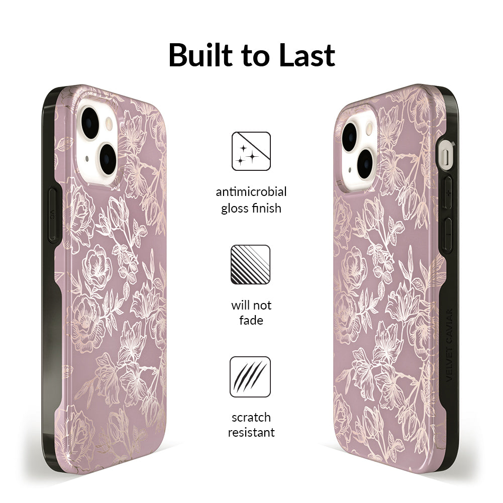 Dusty Rose Chrome Floral iPhone Case