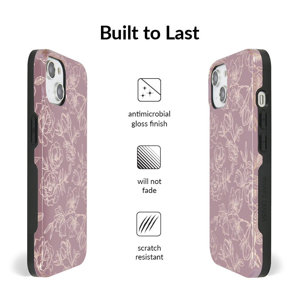 Dusty Rose Chrome Floral iPhone Case