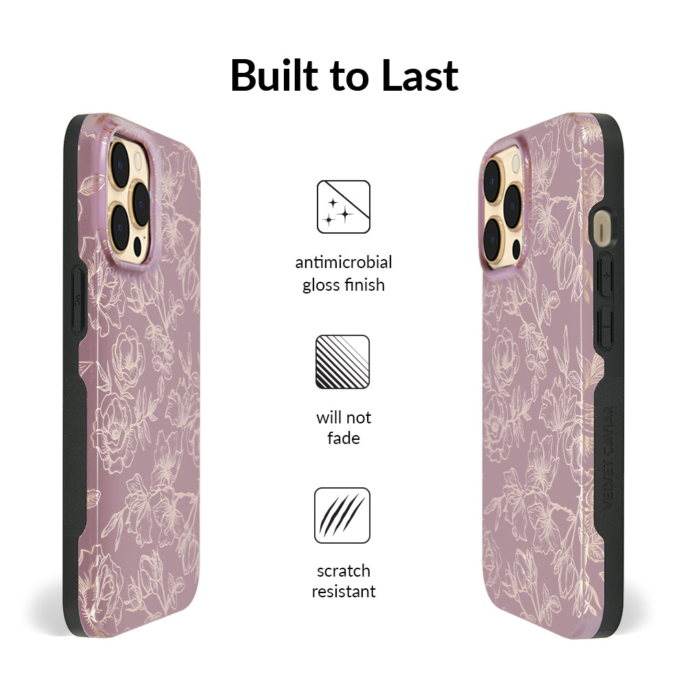 Dusty Rose Chrome Floral iPhone Case
