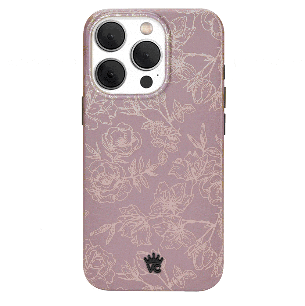 Dusty Rose Chrome Floral iPhone Case