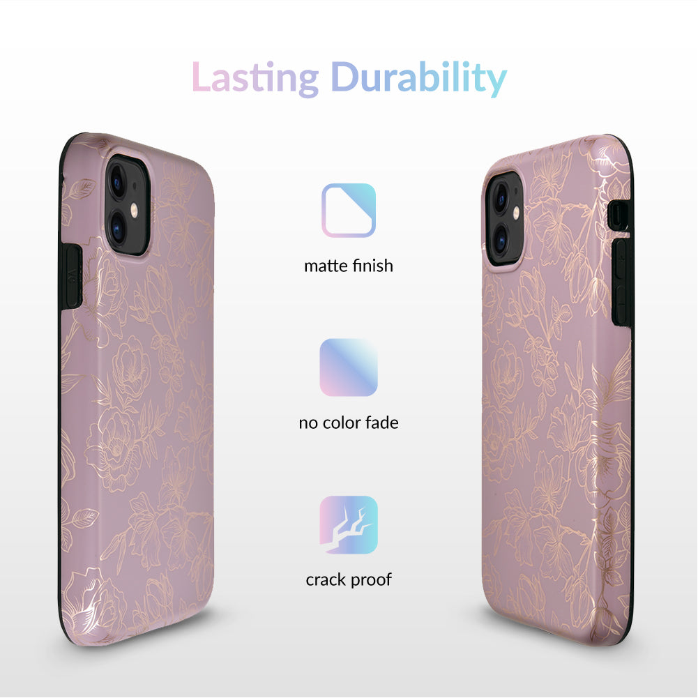 Dusty Rose Chrome Floral iPhone Case