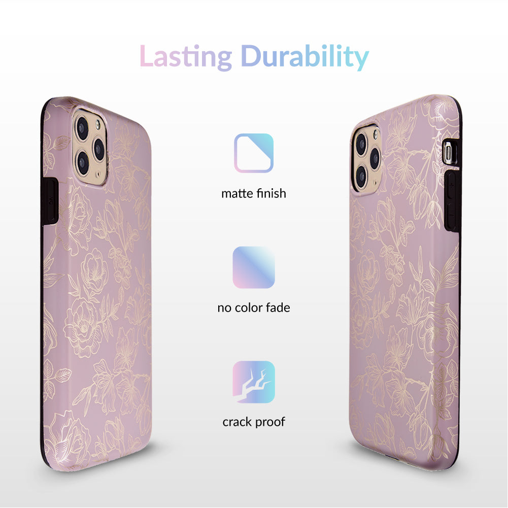 Dusty Rose Chrome Floral iPhone Case